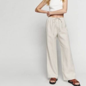 Brand New Reformation Olina Linen Pant in Oatmeal/Medium